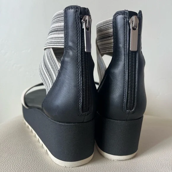 Sorel Cameron Black Leather Flatform Ankle Strap Wedge Sandal Size 9.5 - Picture 7 of 11